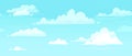 Cartoon cloudy skies. Puffy clouds in blue sky seamless vector background illustration Royalty Free Stock Photo