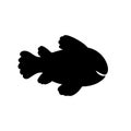 Cartoon clown fish black silhouette