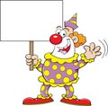 Cartoon clown holding a sign