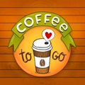 Cartoon coffee badge. coffee vector illustration