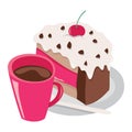 Cartoon Coffee Cake Plate Royalty Free Stock Photo