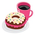 Cartoon Coffee Donut Plate