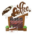 Cartoon coffee shop. Small cafe. Business illustration.