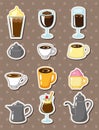 Cartoon coffee stickers Royalty Free Stock Photo