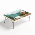 Cartoon Coffee Table With Mountain View For Camping