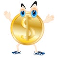 Cartoon of the coin dollar Royalty Free Stock Photo
