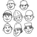 Collection kids wearing skull cap Royalty Free Stock Photo