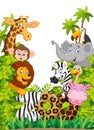 Cartoon collection happy animal zoo