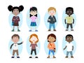 Vector children characters of different races