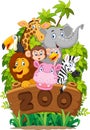 Cartoon collection zoo animals Royalty Free Stock Photo