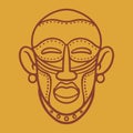 Cartoon Color African Ethnic Tribal Masks Icon. Native tribal and religious elements of ancient maya culture and civilization.