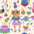 Cartoon color animal party