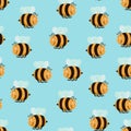 Cartoon Color Bee Background Pattern . Vector Royalty Free Stock Photo