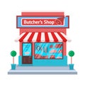 Cartoon Color Butcher Shop Store Concept. Vector Royalty Free Stock Photo