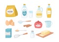 Cartoon Color Cake Baking Ingredient Icon Set. Vector Royalty Free Stock Photo