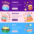 Cartoon Color Cakes Banner Horizontal Set. Vector Royalty Free Stock Photo