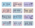 Cartoon Color Car Numbers of Vehicle Registration Icon Set. Vector Royalty Free Stock Photo