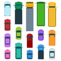 Cartoon Color Cars Top View Icon Set. Vector Royalty Free Stock Photo