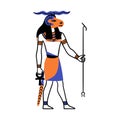 Cartoon Color Character Egyptian God Khnum. Vector