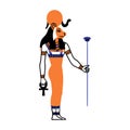 Cartoon Color Character Egyptian God Sekhmet. Vector
