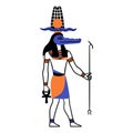 Cartoon Color Character Egyptian God Sobek. Vector