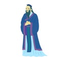 Cartoon Color Character Man Confucius East Asian Philosopher . Vector