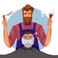 Cartoon Color Character Person Hipster Barber Concept. Vector