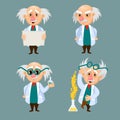 Cartoon Color Character Person Male Scientist Concept Set. Vector