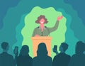 Cartoon Color Character Woman Confident Speaker Concept. Vector