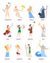 Cartoon Color Characters Ancient Greek Gods Set. Vector Royalty Free Stock Photo