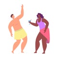 Cartoon Color Characters Couple Dancing. Vector