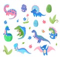 Cartoon Color Characters Cute Baby Dinosaurs Set. Vector Royalty Free Stock Photo