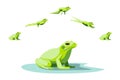 Cartoon Color Characters Frog Jumping Animation Series Set. Vector Royalty Free Stock Photo