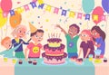 Cartoon Color Characters Kids Party Poster. Vector Royalty Free Stock Photo