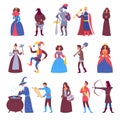 Cartoon Color Characters People Citizens of Medieval Age Town Set Concept. Vector Royalty Free Stock Photo