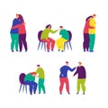 Cartoon Color Characters People Comforting Each Other Concept. Vector