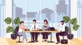 Cartoon Color Characters People and Lunch Time in Office Concept. Vector Royalty Free Stock Photo