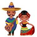 Cartoon Color Characters People Mexican Concept. Vector