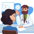 Cartoon Color Characters People Patient Talking Concept. Vector