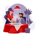 Cartoon Color Characters People in Pizzeria Concept. Vector