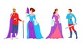 Cartoon Color Characters People Royal Family Set Concept. Vector Royalty Free Stock Photo