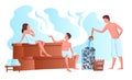 Cartoon Color Characters People and Sauna Bathing Concept. Vector