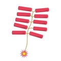 Cartoon Color Chinese Hanging Firecrackers Icon. Vector