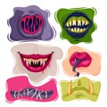 Cartoon Color Creepy Mouths Icons Set. Vector Royalty Free Stock Photo