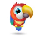 Cartoon color cute parrot, isolated on white background