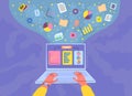 Cartoon Color Data Analytics Input Output Data. Vector