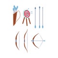 Cartoon Color Different Archery Icon Set. Vector Royalty Free Stock Photo