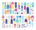 Cartoon Color Different Clothes and Accessories Icons Set. Vector Royalty Free Stock Photo