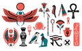 Cartoon Color Different Egyptian Symbols Set. Vector Royalty Free Stock Photo