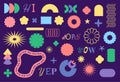Cartoon Color Different Naive Playful Abstract Shapes Sticker Pack Set. Vector
